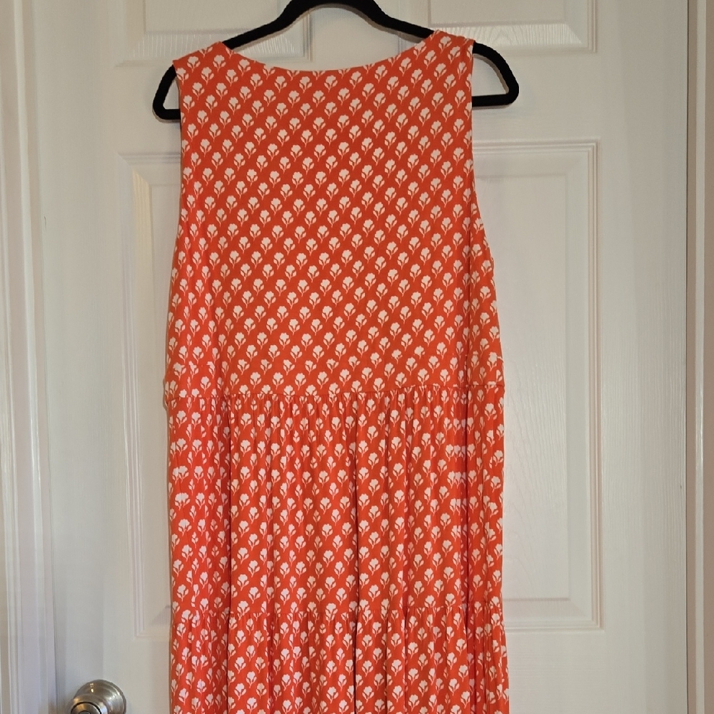 Boden Blood Orange Ditsy Print Midi Dress Size 16L - Picture 6 of 7
